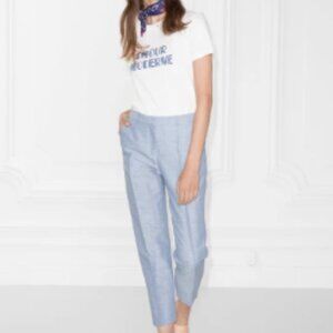 & other stories blue linen pants trousers size 2